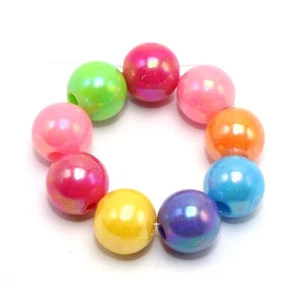 200 Mixed Bubblegum Color Luster AB Acrylic Round Beads 8mm Smooth Ball - Foto 1 di 6
