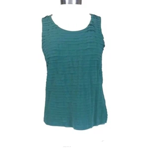 Chico's Women's Size 1 Blouse Green Tiered Tank Top Scoop Neck Sleeveless Summer - Picture 1 of 4