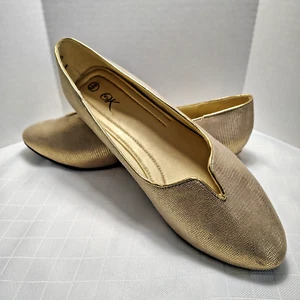 It's OK shoes Womens size 12 flats GOLD Classy Slip-on REPTILE EMBOSSED - Picture 1 of 12