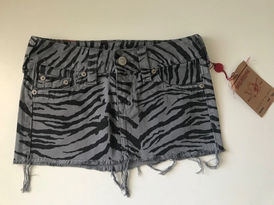 TRUE RELIGION WOMENS MANDY ZEBRA PRINT DENIM SKIRT SIZE 29 - Image 1 of 3