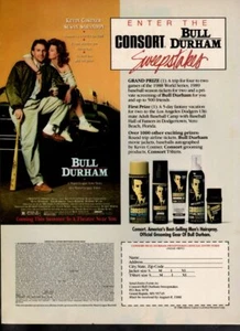 Publicidad de colección impresión moda anuncio pelo hombres consorte toro Durham Costner 1988 - Imagen 1 de 1
