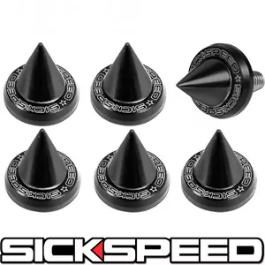 6PC BLACK 5MM WINDSCREEN FENDER WASHER BOLT KIT W BLACK SPIKES FOR MOTORCYCLE D - Picture 1 of 1