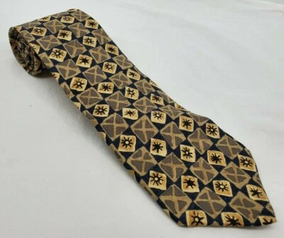 GUESS American Classics Geometric Design in Earthtones 100% Silk Neck Tie -TIES  - Image 1 of 4