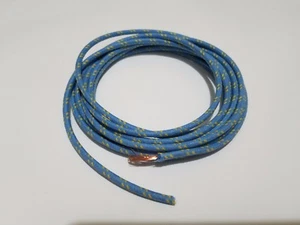 10 feet Vintage Braided Cloth Covered Primary Wire 16 gauge 16ga Blue w/ Yellow - Picture 1 of 3