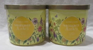 Juego de 2 velas Kirkland's 14 oz tarro 3 mechas hasta 25 horas WILDFLOWER MARKET limón - Imagen 1 de 4