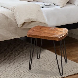 GREENAGE Oval Old Pine Wood End Table Rustic Surface Side Table 20.5"H Farmhouse - Picture 1 of 16