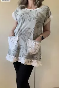 Upcycled Tunic Top Vintage Lace Shabby Chic Romantic Prairie Cottage Core Hawaii - Picture 1 of 12