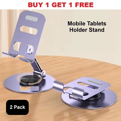 Paquete de 2 - Soporte de Metal para Tableta Móvil Rotación Plegable Teléfono de Escritorio Universal Foto 1 de 4