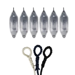 6 x HURRICANE Aurora Boat Fenders: Grey PM03 - FREE SPLICED END 10MM ROPE - Picture 1 of 2
