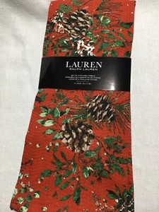 LAUREN RALPH LAUREN (3) KÜCHENTÜCHER ROT GRÜN TANNENZAPFEN 17 X 28 BAUMWOLLE NEU MIT ETIKETT - Bild 1 von 2