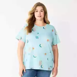 Camiseta Celestial Cosmic 2X Azul Soles Luna Manga Corta Cuello Redondo Camiseta Sonoma Nueva - Imagen 1 de 1