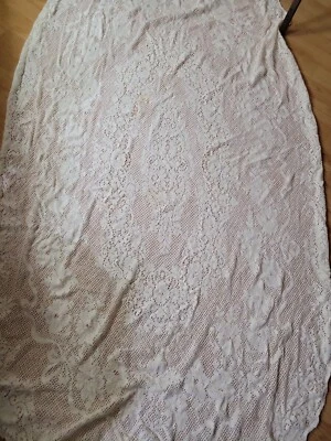 Floral Oval Tablecloth Fresh Cream Ecru 80x46 inches Staining - Image 1 of 4