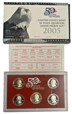 2005-S  Silver Proof U.S. Mint 50 State Quarters Set with Box And COA - Image 1 of 3
