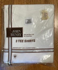 New Vintage John Henry T Shirt 3 Pack Men’s S MED 38-40 White Sanfor Knit USA - Picture 1 of 2