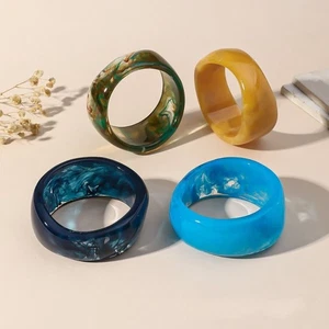 Irregular Resin Bangle Bohemian Chunky Bangles Women Jewelry - Picture 1 of 10