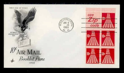 C72c 10c STARS/ RUNWAY ZIP BOOKLET PANE of 5 FDC- ARTCRAFT - Image 1 of 2