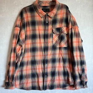 Camisa Edgar + Ash Para Hombres 2XL Naranja Franela a Cuadros Botón Delantero Manga Larga Informal - Imagen 1 de 8
