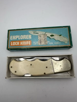 Vintage Guttman Explorer 11-341 Bone Scale Folding Knife RARE With Original Box - Image 1 of 4