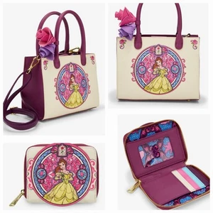 Loungefly Disney Beauty And The Beast Belle Stained Glass Crossbody Bag & WALLET - Picture 1 of 9