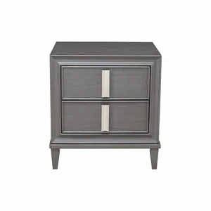 HomeRoots 29" Dark Gray Wood and Solid Wood Two Drawer Dark Gray Finish 27" W x - Picture 1 of 5