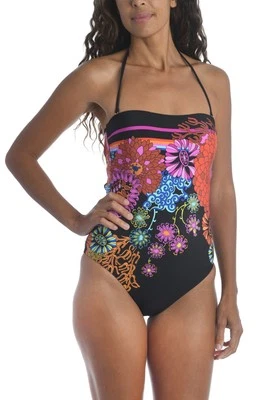 Traje de baño Trina Turk TT1TK11 eléctrico floral bandeau de una pieza talla 6 múltiple Foto 1 de 2