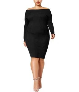 Say What? Womens Bodycon Sweater Dress, Black, Plus Size, 1X - Picture 1 of 1