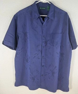 Cubavera Shirt Men's Large Button Up Camp Navy Blue Short Sleeve - Image 1 of 4