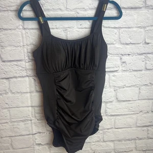 Lands End Women’s Brown One Piece Slimming Ruched Bathing  Swimsuit Size 16 - Picture 1 of 8