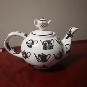 Paul Cardew Porcelain Teapot Antique Pewter Design 5.5" Tall - Picture 1 of 12