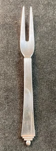 Georg Jensen Pyramid Sterling Silver Two Tine Cold Cut Fork Exc Cond No Mono 4.5 - Picture 1 of 7