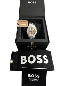HUGO BOSS Novia Damenuhr weiß Keramik lila Kristalle 3 Sub Zifferblätter UVP 359£ - Bild 1 von 23