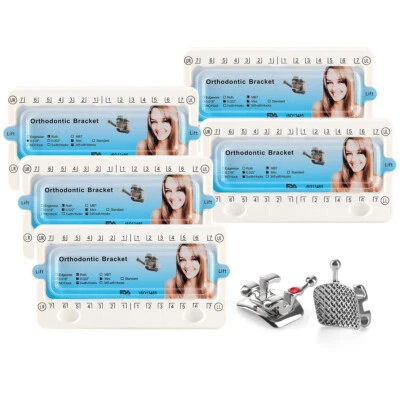 AZDENT Dental Ortho Metal Brackets Braces Mini Roth/MBT 018/022 Hooks 3/345 - Image 1 of 4
