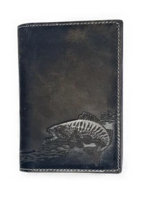 Ausweisetui Brieftasche Fisch Zander Angelschein Naturleder Büffelleder robust - Bild 1 von 3