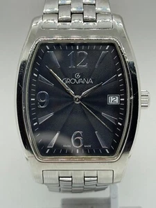 Grovana 2093.1 Swiss Made Date Wrist Watch Quartz Sapphire Crystal Stainless St - Picture 1 of 18