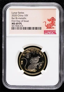 NGC MS 69 PL (MS69) China 2020 Lunar Series - Bi-Metallic Rat Commemorative - Picture 1 of 2