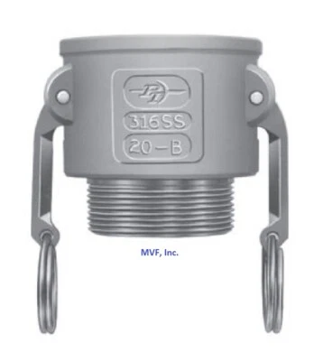 2" Type B Camlock Female Coupler x Male NPT 316 Stainless, Hose B200SS316 - Image 1 of 4