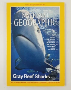 VTG National Geographic Magazine January 1995 Vol 187 No 1 Gray Reef Sharks - Picture 1 of 6