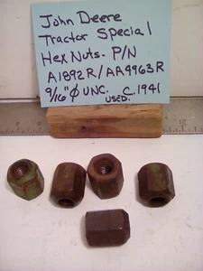 5 EA.VINTAGE JOHN DEERE OEM SPECIAL HEX NUTS, P/N A1892R/ AA4963R, 0.56” DIA UNC - Picture 1 of 3