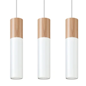 Modern Ceiling lamp PABLO 3 White/Natural Wood Steel GU10 LED SOLLUX LIGHTING - Picture 1 of 7