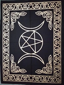 Indian tapestry hippie mandala wall hanging Bohemian Triple Gold Sun Moon decor - Picture 1 of 3