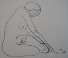 Pencil drawing after Henri Matisse Sitting nude (Nude from the back)
