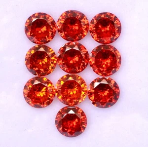 Orange Cubic Zircon Round Cut 5 mm Lot 10 Pcs Calibrated Loose Gemstones - Picture 1 of 5