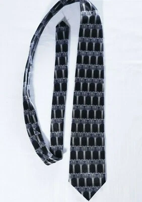 David Taylor Polyester Tie brown blue architectural arches greek columns - Image 1 of 4