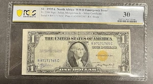 FR-2306 1935 A $1 NORTH AFRICA  WWII SILVER CERTIFICATE PCGS 30 VF - Picture 1 of 2