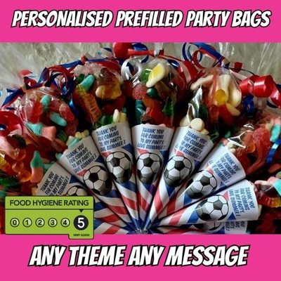Sweet cone filled party bag Personalised  for any occasion boy or girl football - Image 1 of 2