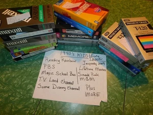 17 BLANK VHS TAPES LOT VTG 90's 2000's HOME RECORDED SHOWS KIDS GAME SHOW MOVIES - Picture 1 of 20
