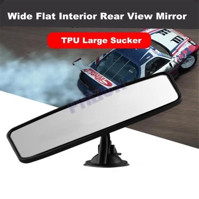 Auto Car Wide Flat Interior Rear View Suction Clip On Rearview Mirror Universal - Image 1 of 4