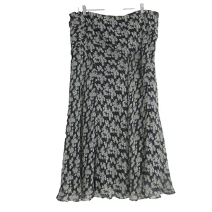 Ralph Lauren Mujer Plus 2X Azul Marino Marfil Floral 100% Seda Midi Falda Casa de Campo - Imagen 1 de 8