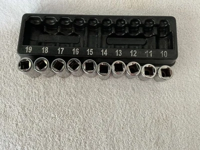 Snap On 1/2 Inch Drive 6 Point Shallow Socket Set 10mm- 19mm In Holder - Image 1 of 4