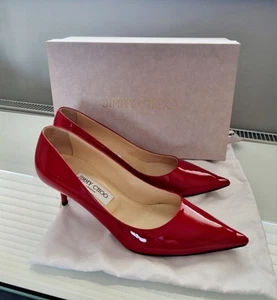 Ladies Jimmy Choo Aza Pumps , Patent Red, Eur 38.5 50mm Heel UK 5.5 - Picture 1 of 11